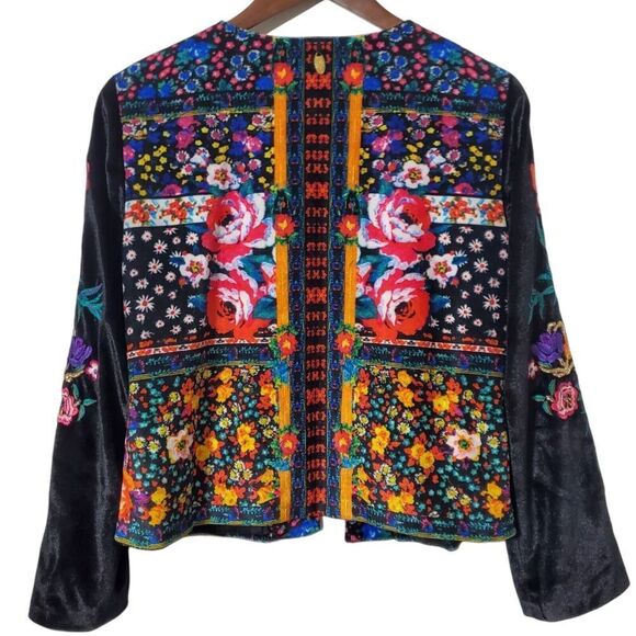 Ruby Yaya Romero Velvet Floral Jacket Size S Embroidered Multicolor Lined Womens - Picture 6 of 12